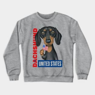 Doxie red white and blue flag with paw Dachshund United States Crewneck Sweatshirt